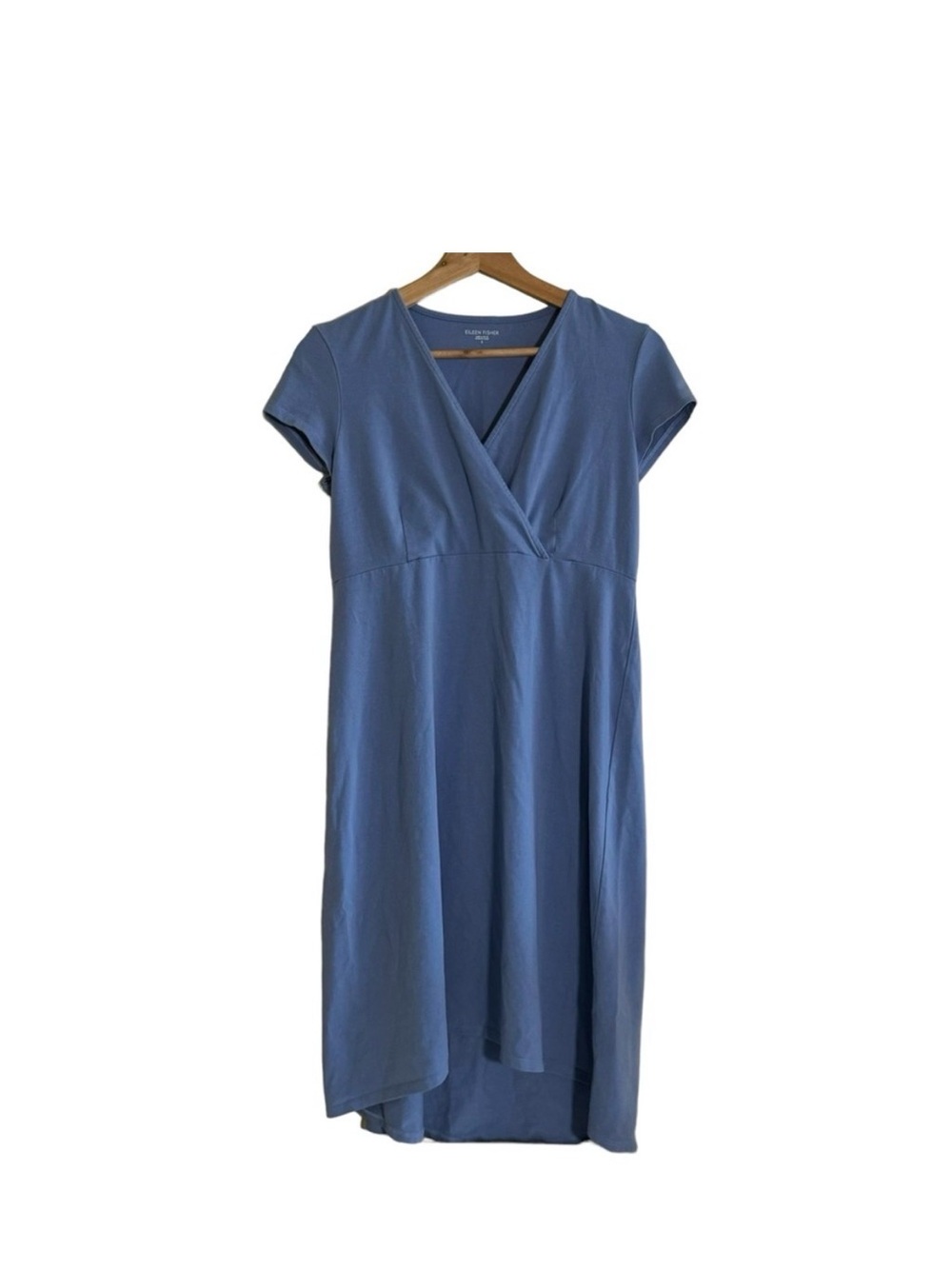 Eileen Fisher Dusty Blue Wrap-Front High-Low Dress